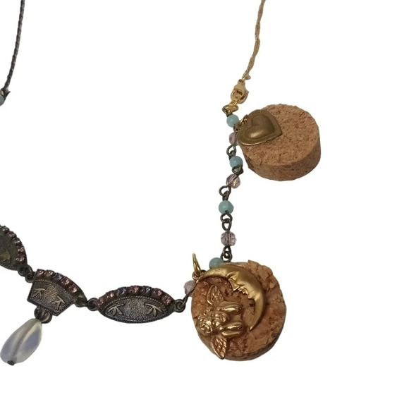 Handmade Heart Cork Charm Crescent Moon Angel Mini Star Necklace - Picture 4 of 7